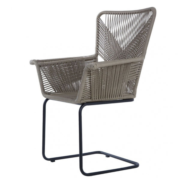 Grey Rattan Effect Floating Armchair With Black Iron Legs
