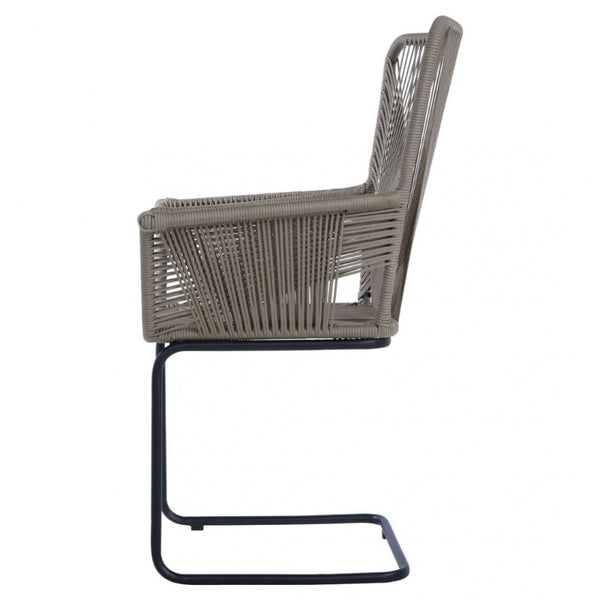 Grey Rattan Effect Floating Armchair With Black Iron Legs
