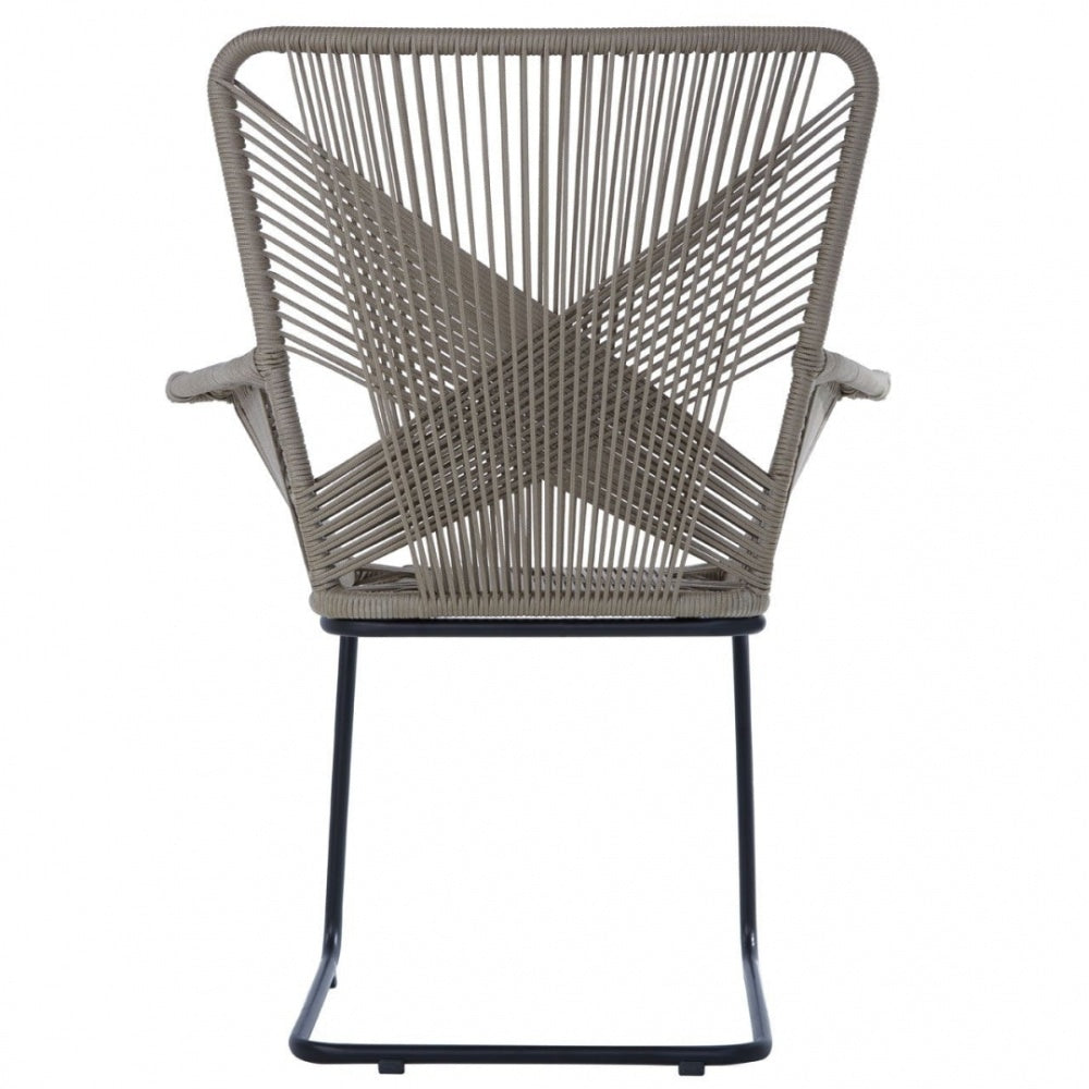 Grey Rattan Effect Floating Armchair With Black Iron Legs