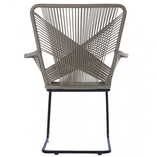 Grey Rattan Effect Floating Armchair With Black Iron Legs