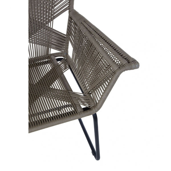 Grey Rattan Effect Floating Armchair With Black Iron Legs