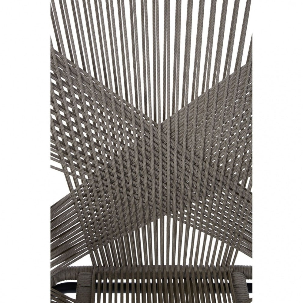 Grey Rattan Effect Floating Armchair With Black Iron Legs
