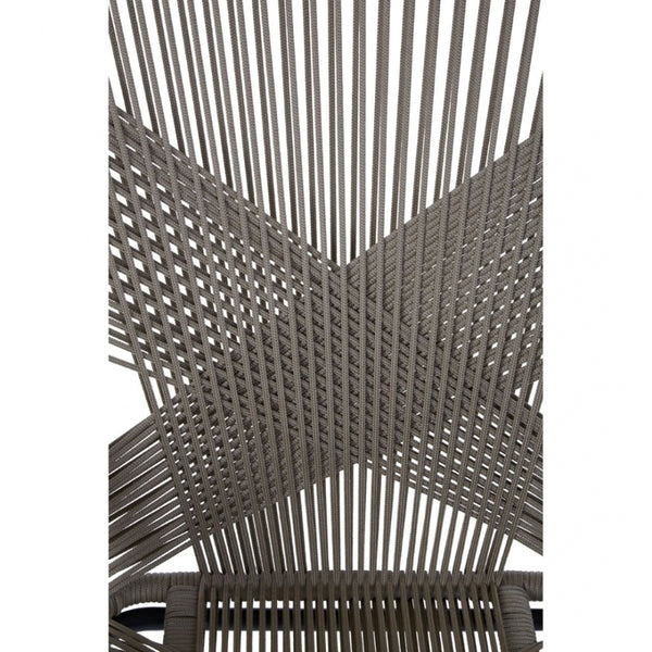Grey Rattan Effect Floating Armchair With Black Iron Legs