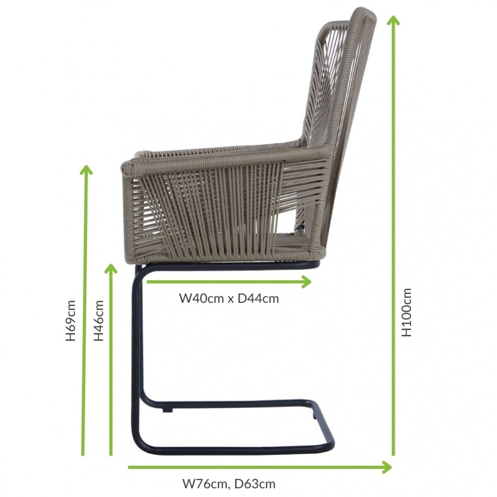 Grey Rattan Effect Floating Armchair With Black Iron Legs