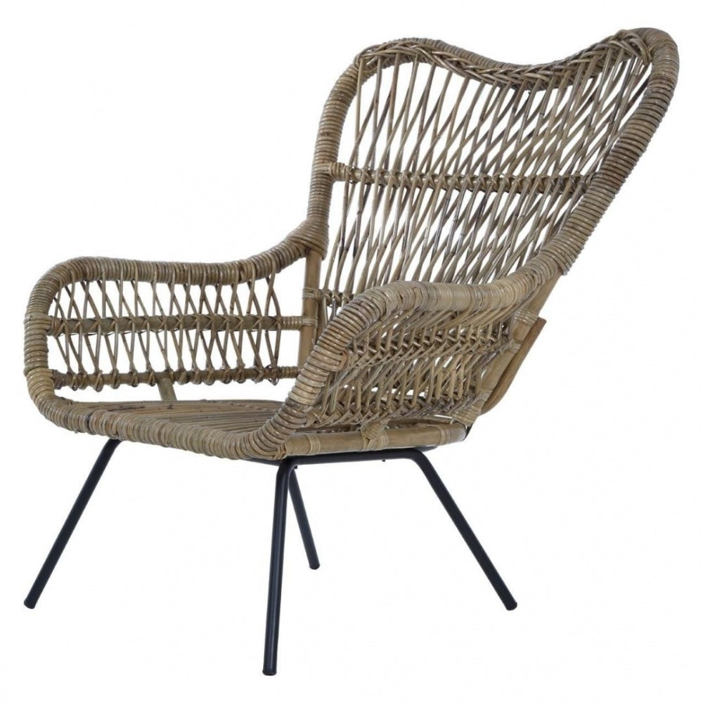 Grey Natural Rattan Curved Statement Armchair