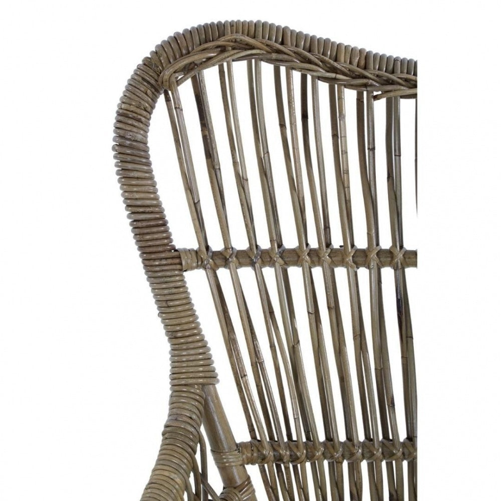Grey Natural Rattan Curved Statement Armchair