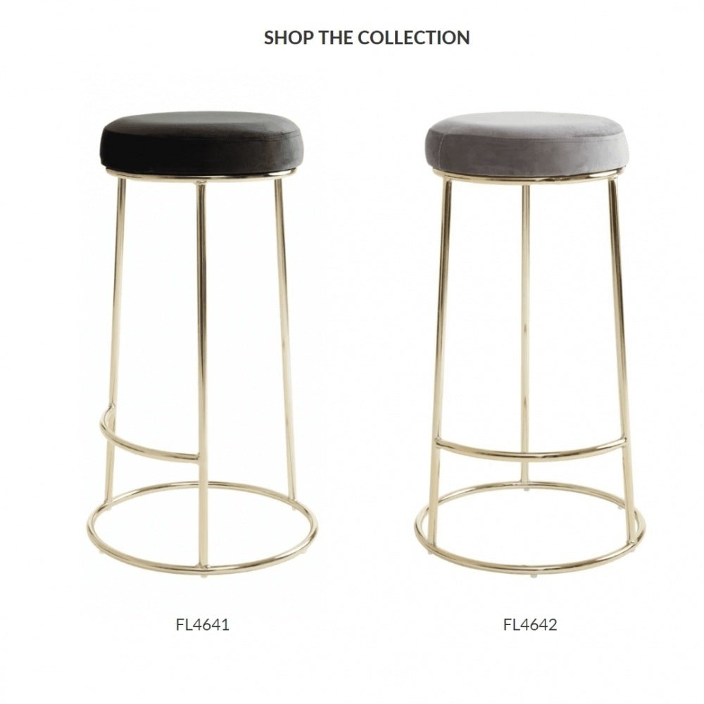 Luxe Black Velvet Barstool With Gold Metal Legs