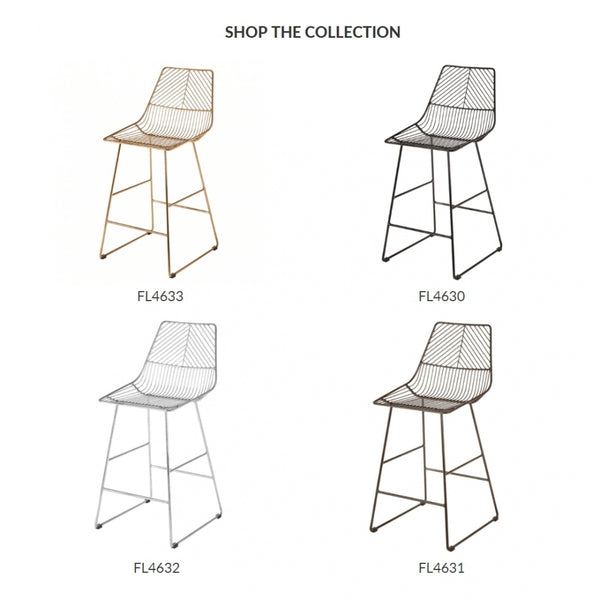 Geometric Chrome Metal Wire Barstool