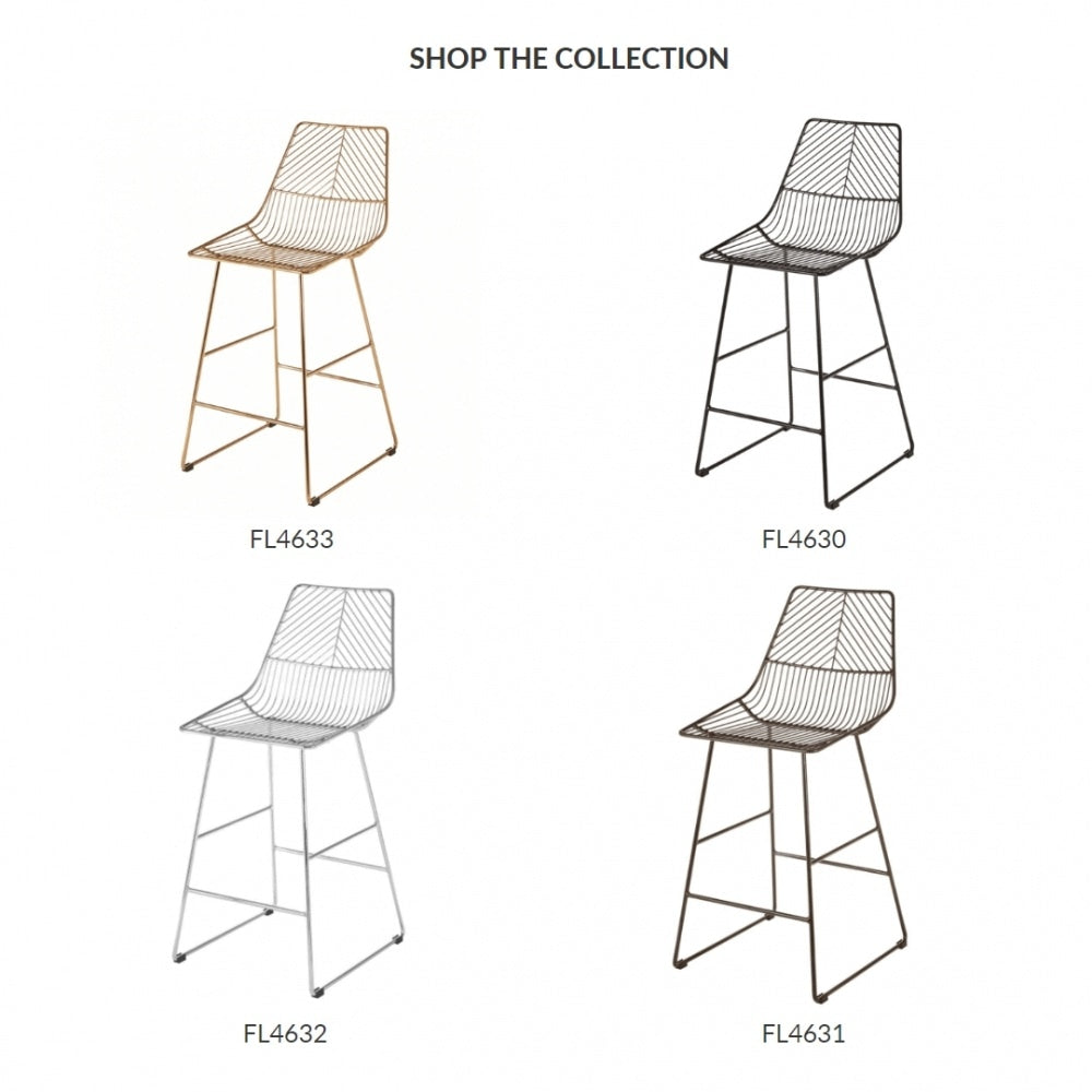 Geometric Bronze Metal Wire Barstool