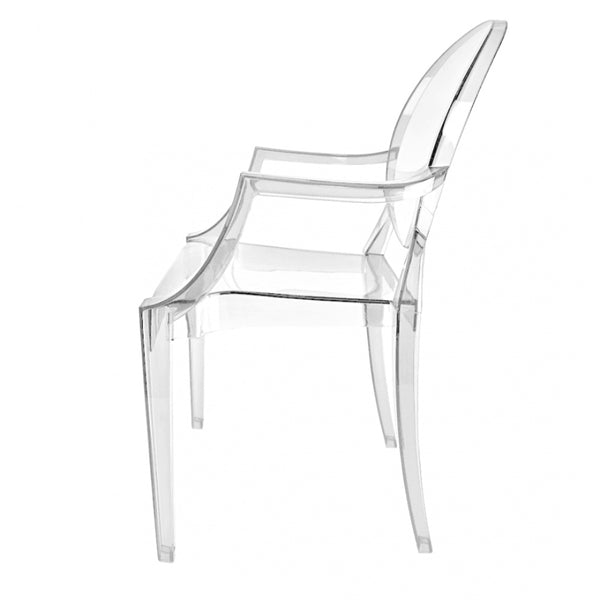 Crystal Clear Ghost Style Plastic Louis Armchair