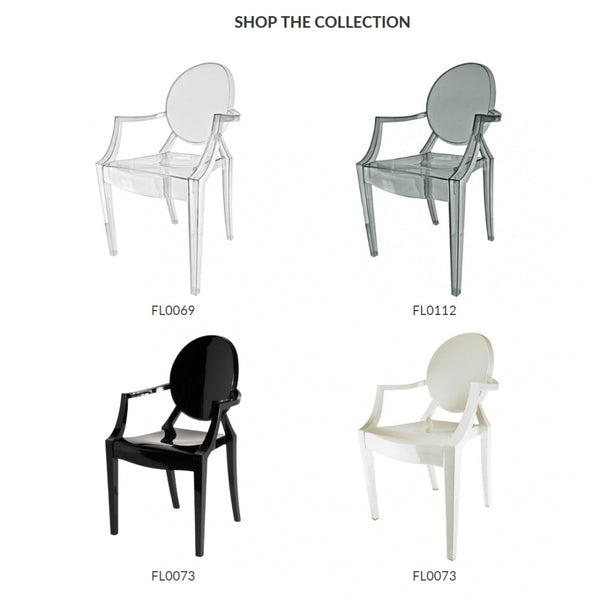 Crystal Clear Ghost Style Plastic Louis Armchair