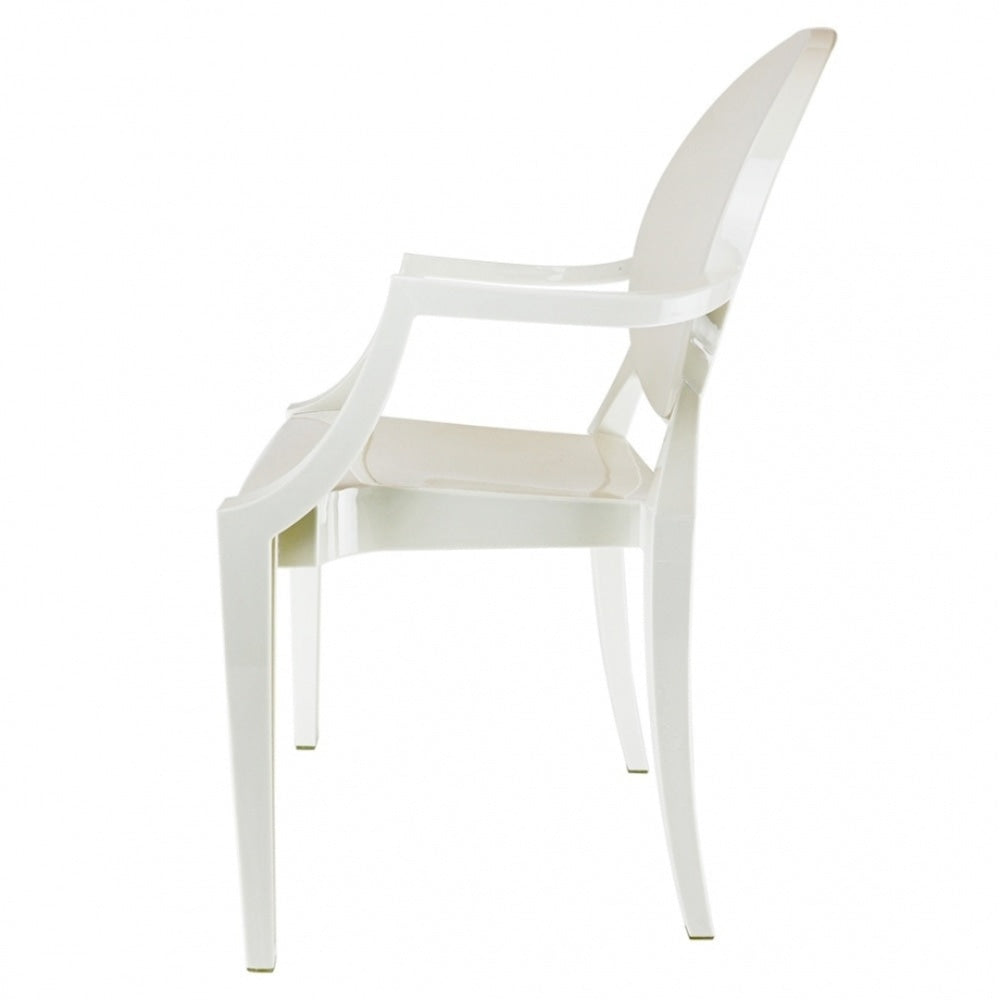 Ivory White Ghost Style Plastic Louis Armchair