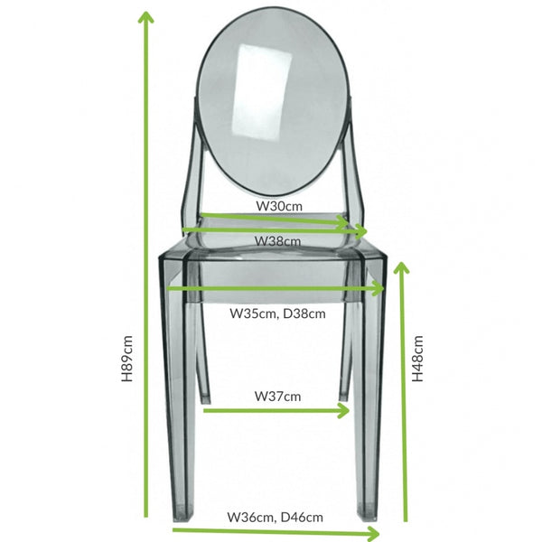 Smoke Grey Ghost Style Plastic Victoria Dining Chair