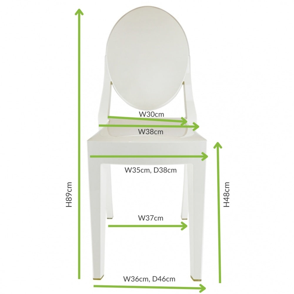 Ivory White Ghost Style Plastic Victoria Dining Chair