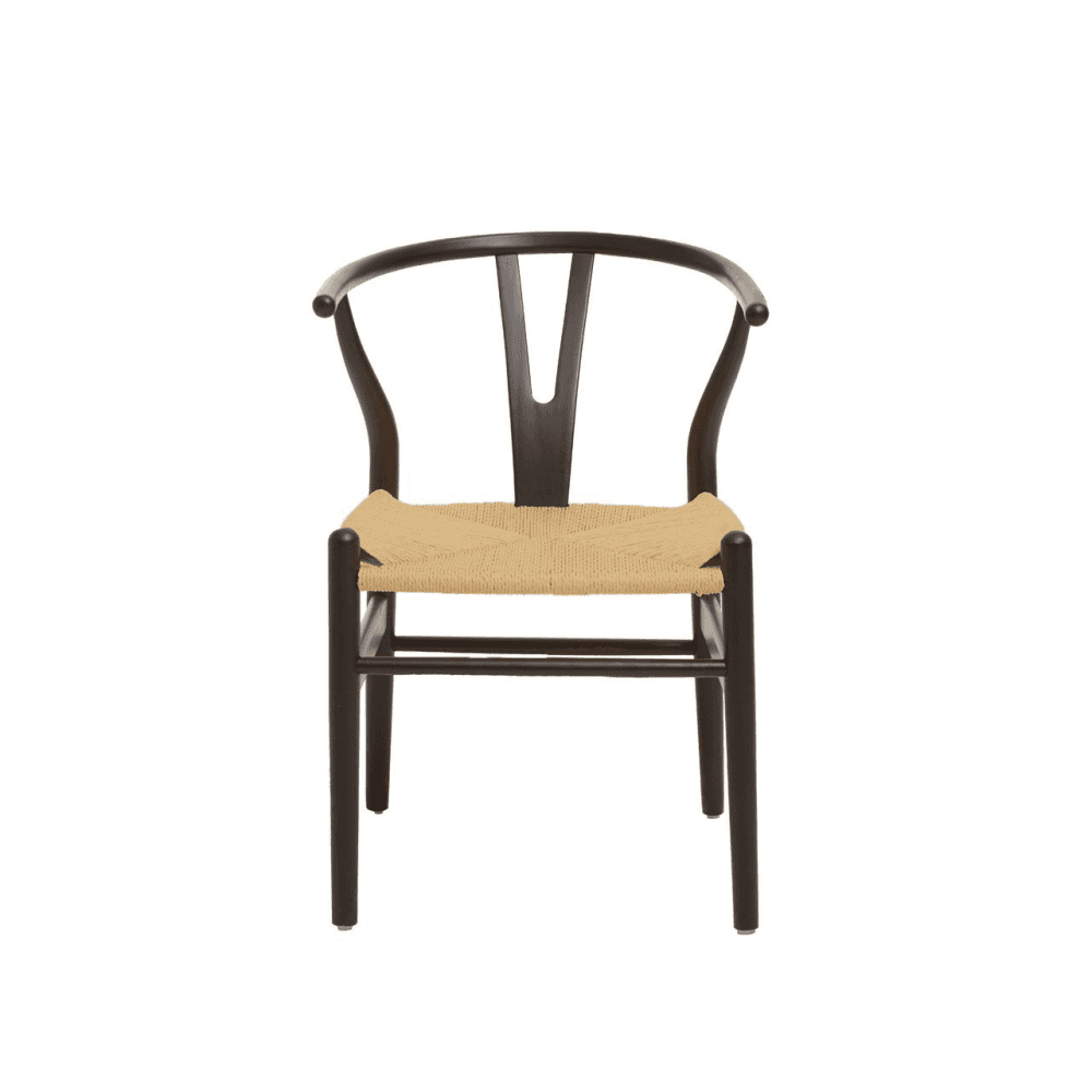 Wishbone Black Beechwood And Natural Hemp Weave Dining Chair
