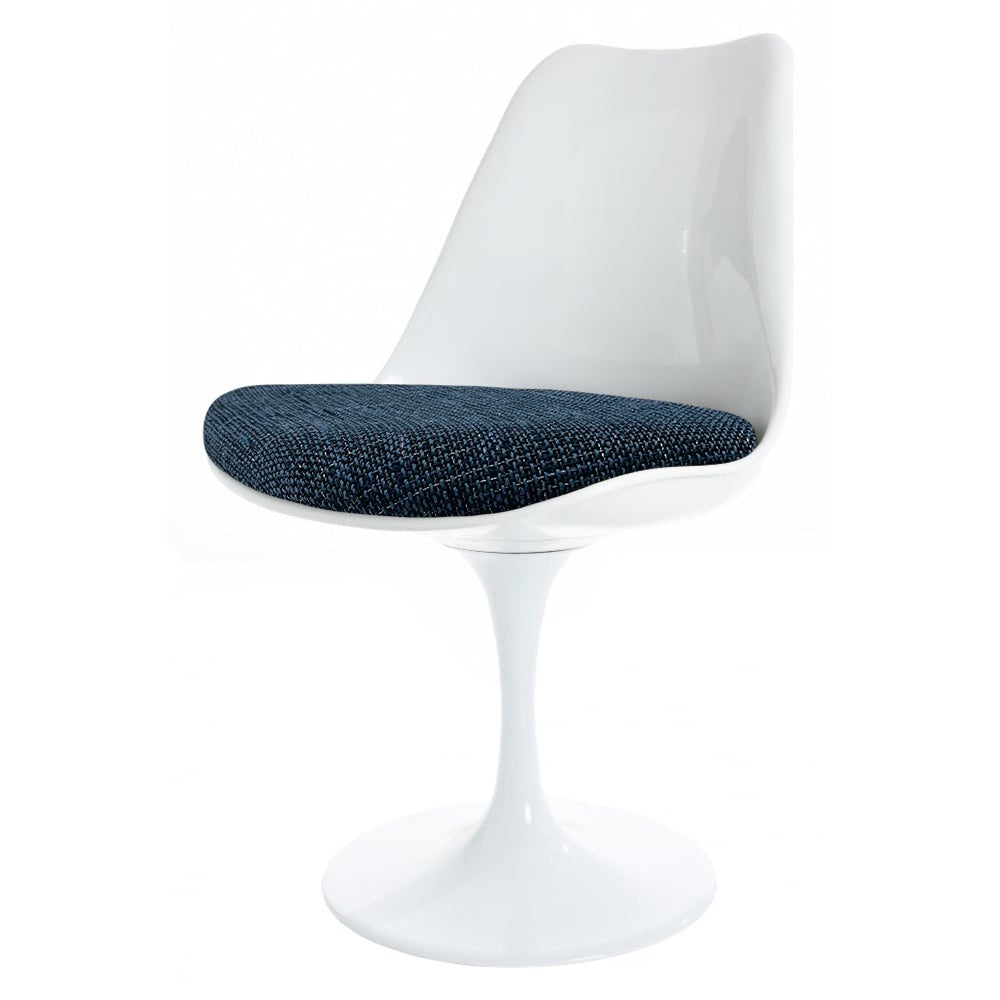 White and Textured Blue Chelsea Side Chair