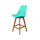 Soho Aqua Plastic Bar Stool with Medium Wood Legs