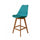 Soho Teal Plastic Bar Stool with Medium Wood Legs