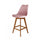 Soho Blush Pink Plastic Bar Stool with Medium Wood Legs