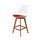 Soho White and Red Plastic Bar Stool with Medium Wood Legs