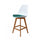 Soho White and Teal Plastic Bar Stool with Medium Wood Legs
