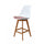 Soho White and Blush Pink Plastic Bar Stool with Medium Wood Legs