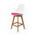 Soho White and Bright Pink Plastic Bar Stool with Medium Wood Legs