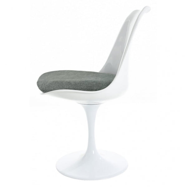 White and Velveteen Grey Chelsea Side Chair