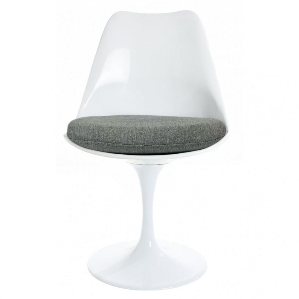 White and Velveteen Grey Chelsea Side Chair