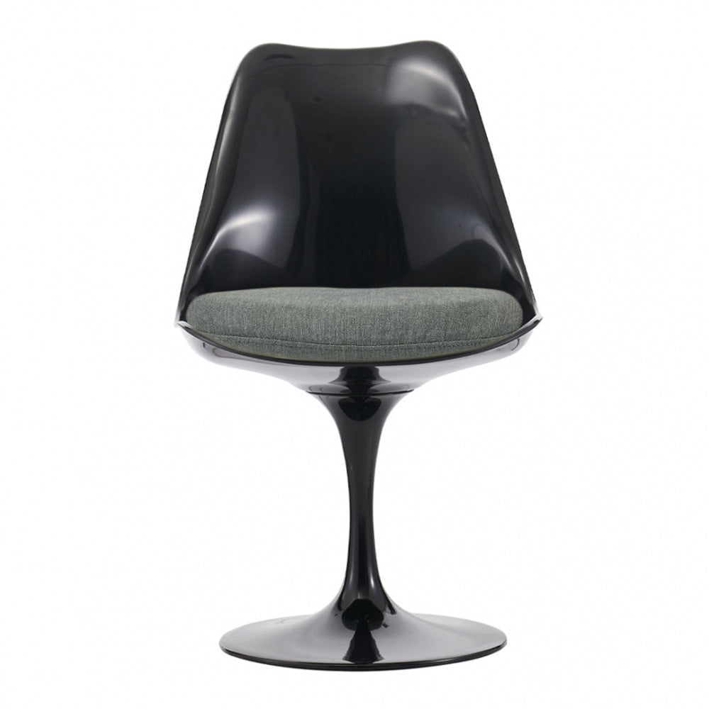 Black and Velveteen Grey Chelsea Side Chair
