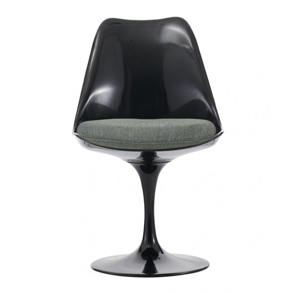 Black and Velveteen Grey Chelsea Side Chair