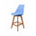 Soho Blue Plastic Bar Stool with Medium Wood Legs