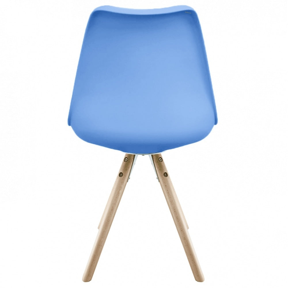 Soho Blue Plastic Dining Chair with Pyramid Light Wood Legs
