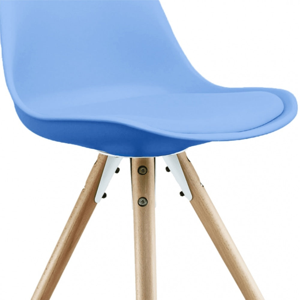 Soho Blue Plastic Dining Chair with Pyramid Light Wood Legs