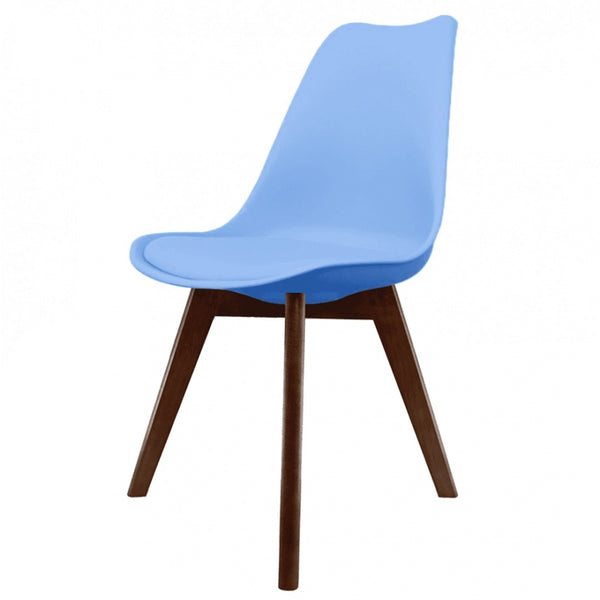 Soho Blue Plastic Dining Chair with Squared Dark Wood Legs