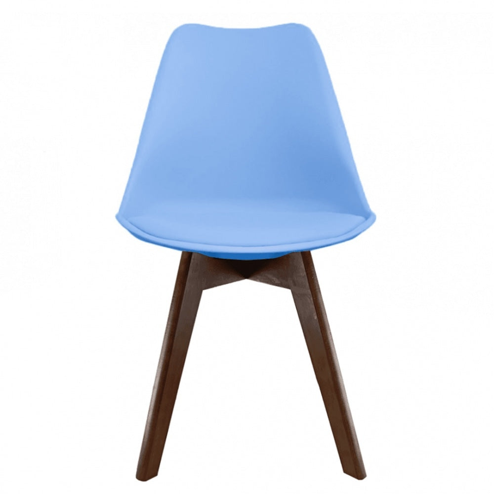 Soho Blue Plastic Dining Chair with Squared Dark Wood Legs
