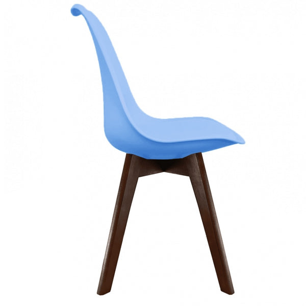 Soho Blue Plastic Dining Chair with Squared Dark Wood Legs