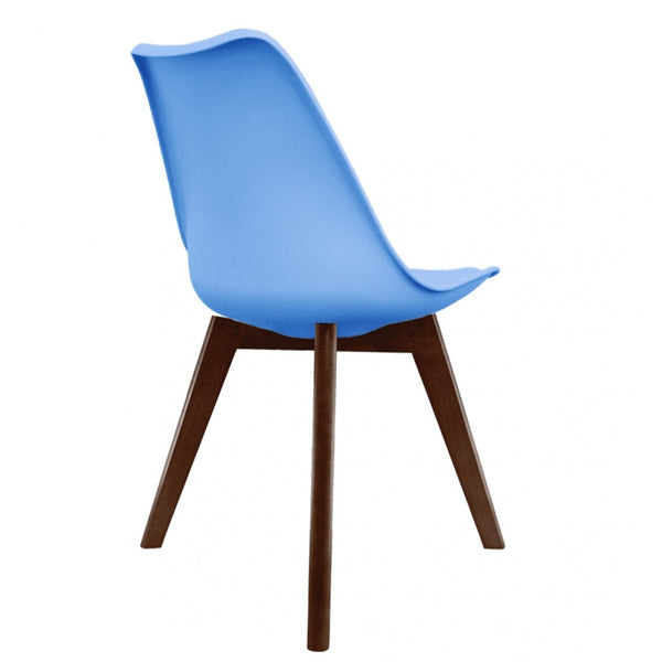 Soho Blue Plastic Dining Chair with Squared Dark Wood Legs