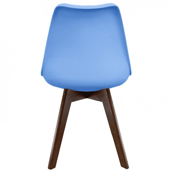 Soho Blue Plastic Dining Chair with Squared Dark Wood Legs