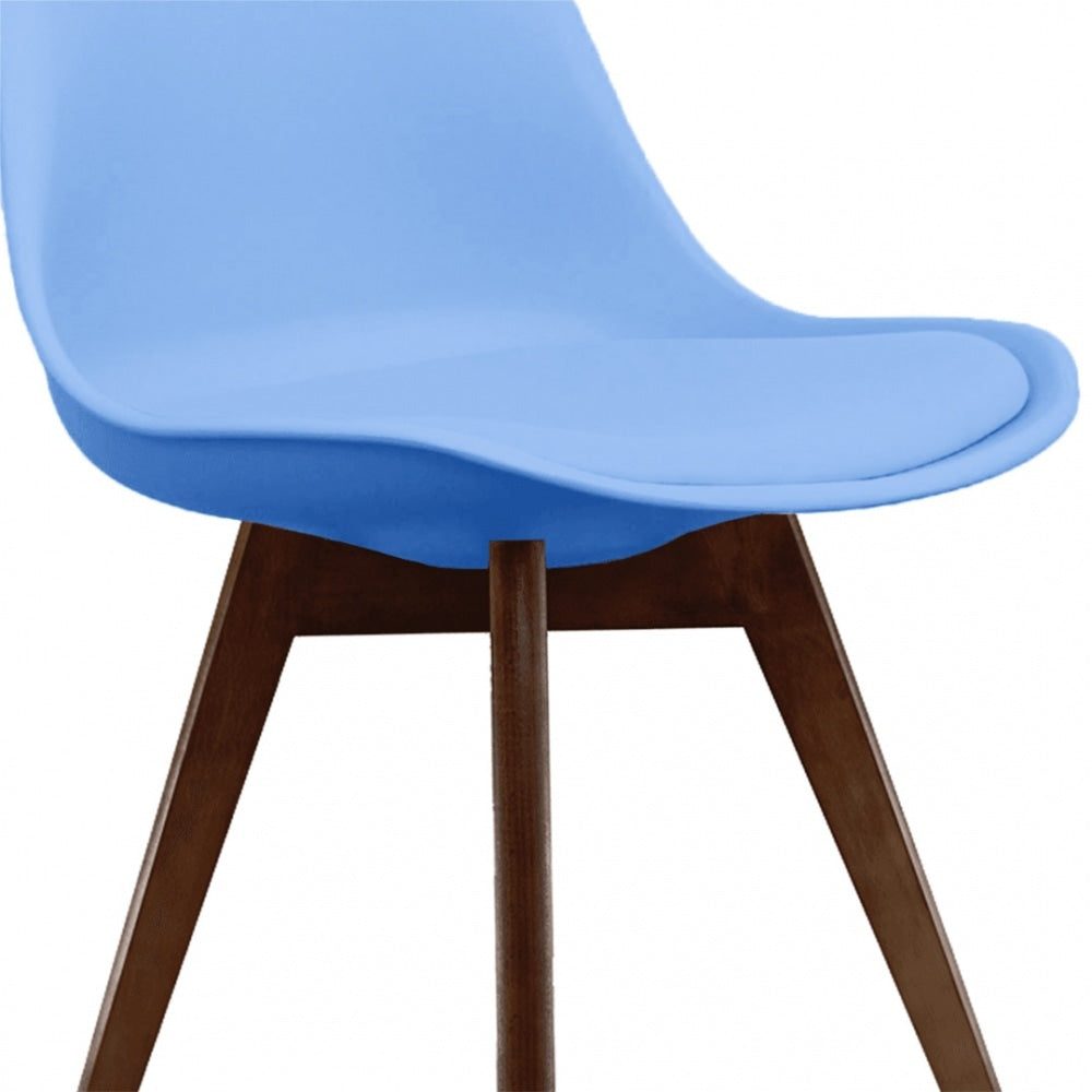 Soho Blue Plastic Dining Chair with Squared Dark Wood Legs