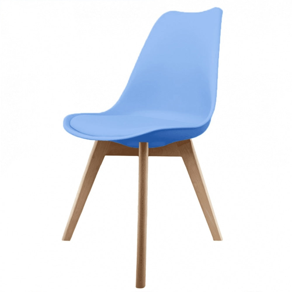 Soho Blue Plastic Dining Chair with Squared Light Wood Legs