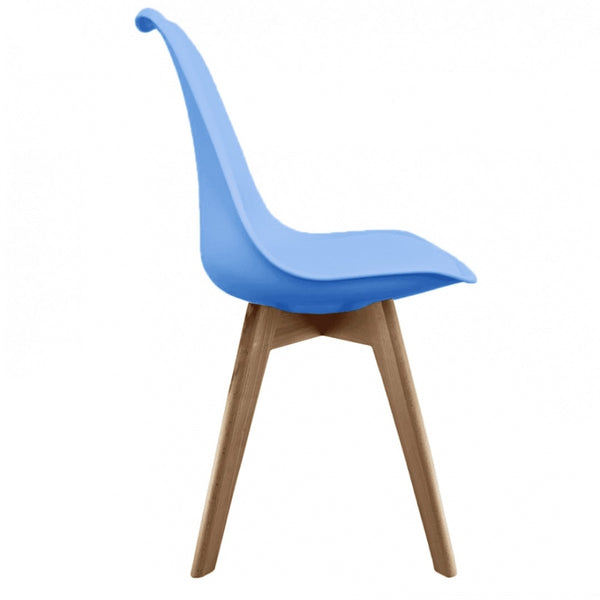 Soho Blue Plastic Dining Chair with Squared Light Wood Legs