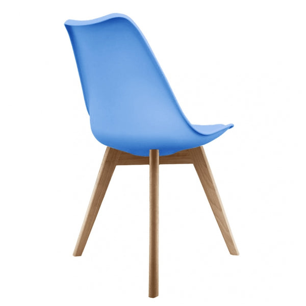 Soho Blue Plastic Dining Chair with Squared Light Wood Legs