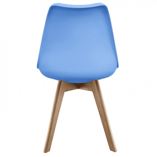 Soho Blue Plastic Dining Chair with Squared Light Wood Legs