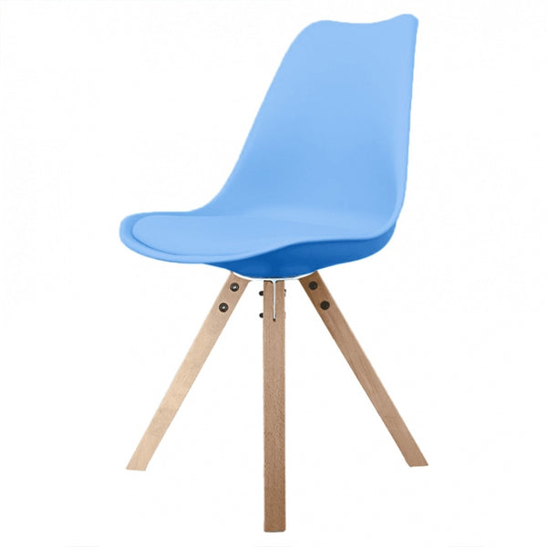 Soho Blue Dining Chair with Square Pyramid Light Wood Legs
