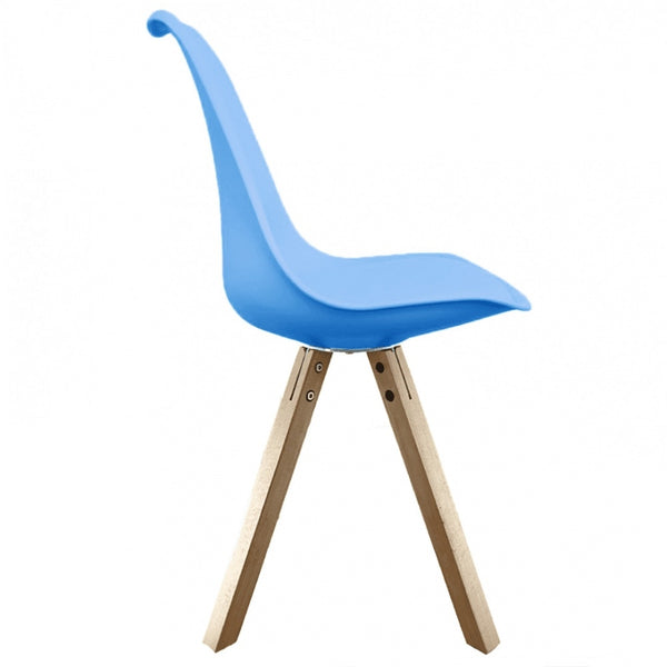 Soho Blue Dining Chair with Square Pyramid Light Wood Legs