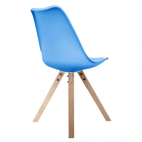 Soho Blue Dining Chair with Square Pyramid Light Wood Legs