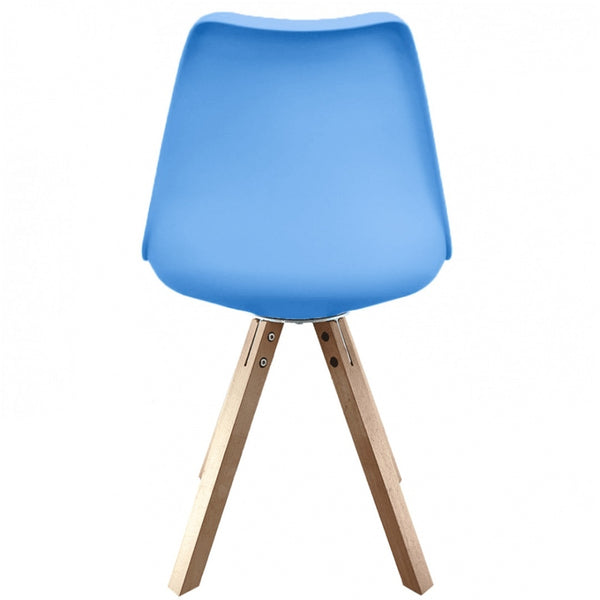 Soho Blue Dining Chair with Square Pyramid Light Wood Legs