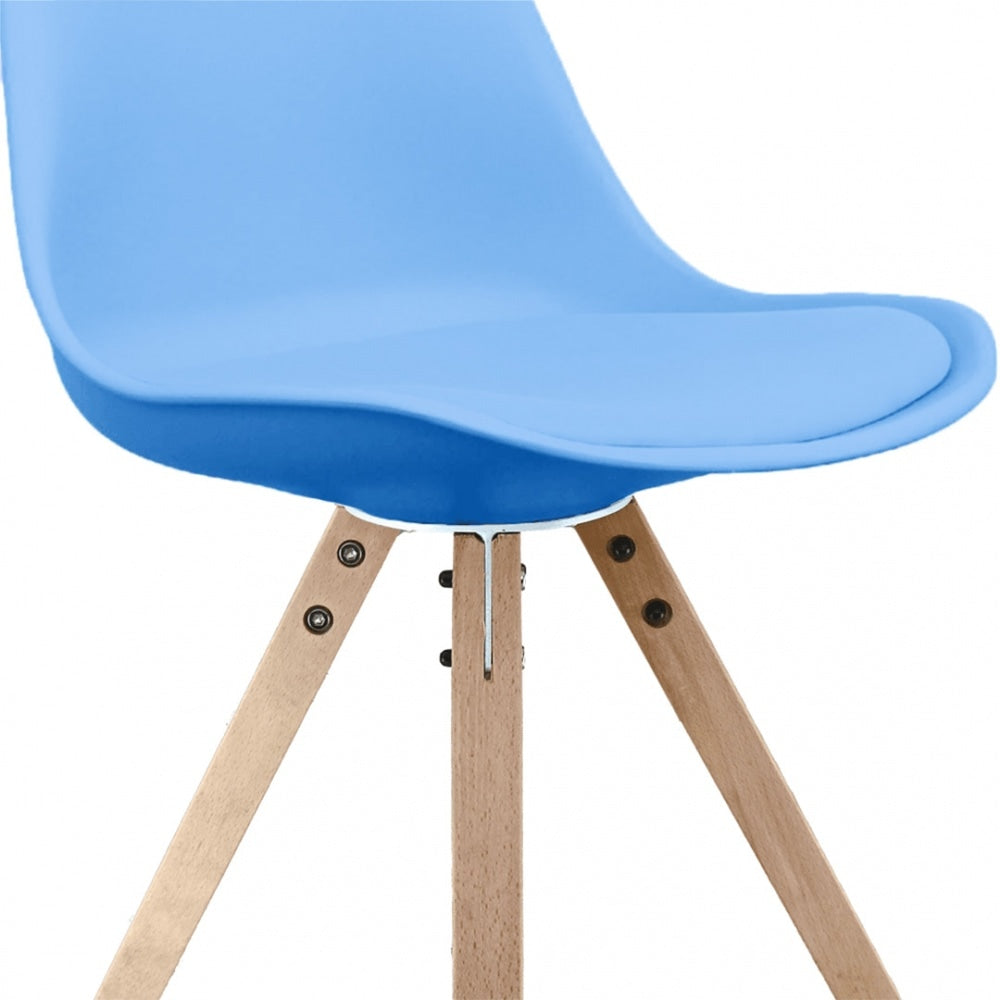 Soho Blue Dining Chair with Square Pyramid Light Wood Legs