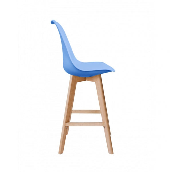 Soho Blue Plastic Bar Stool with Light Wood Legs